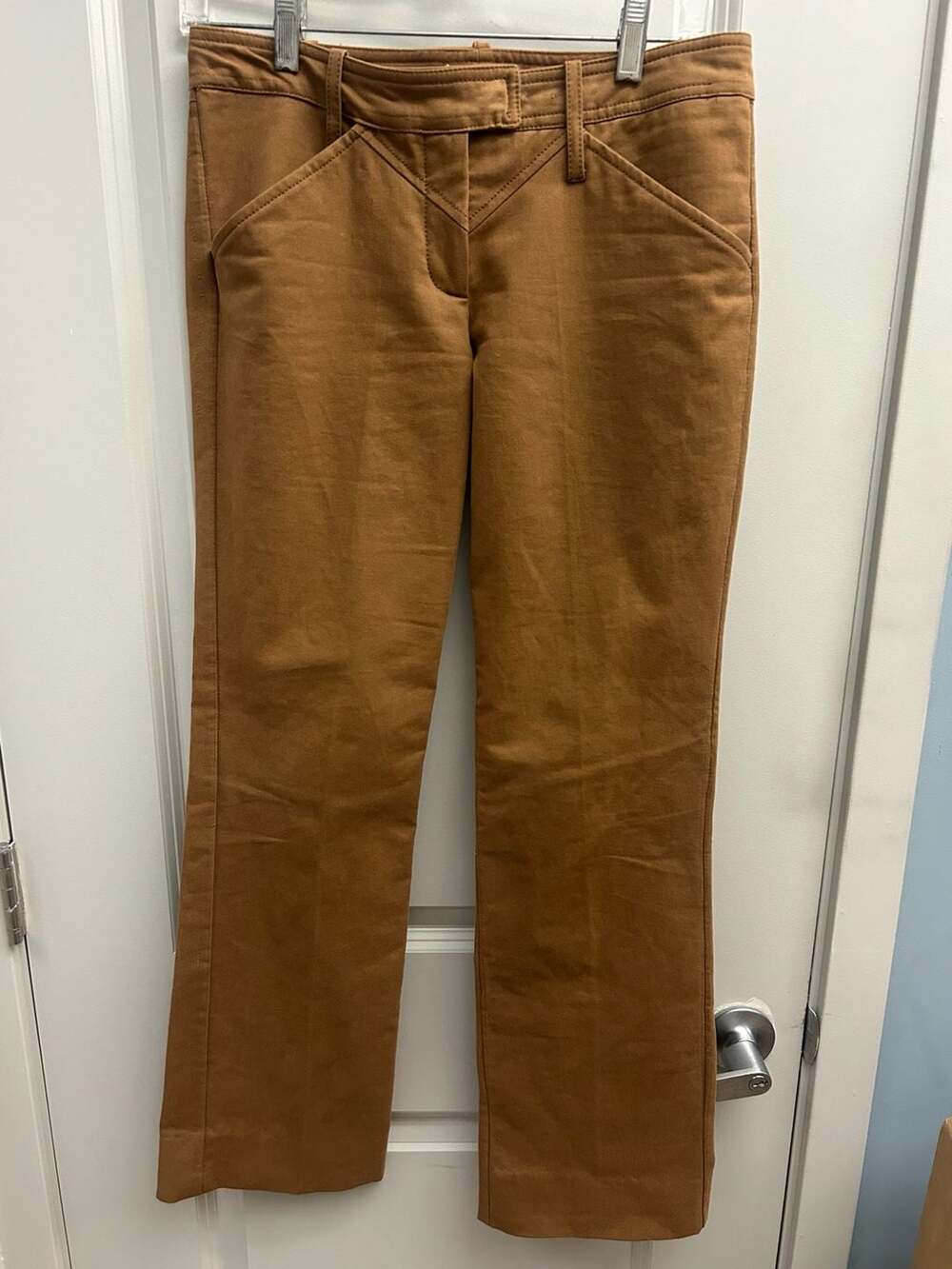 Pinko Brown Cotton Blend Structured Flare Trousers